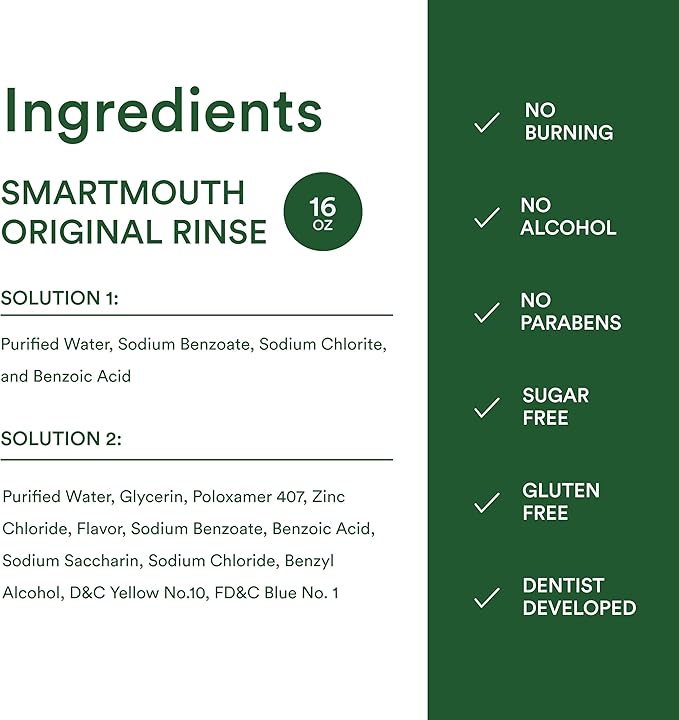 SmartMouth Original Activated Mouthwash & Tongue Cleaner, Bad Breath Support, Mint (Pack of 2)