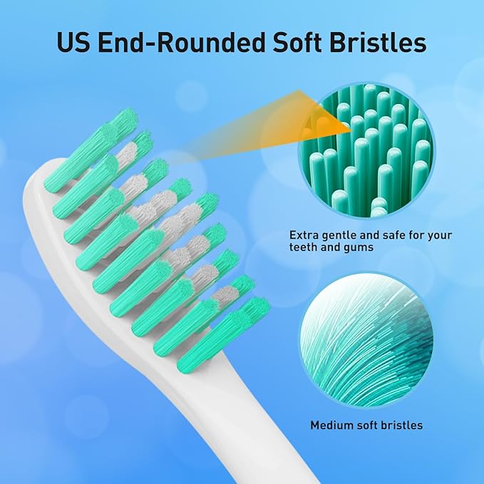 Replacement Brush Heads Compatible with Philips Sonicare Screw-on HX7022 HX7023 Essence E-Series Electric Toothbrush - Refills Heads for HX5610, 6 Packs