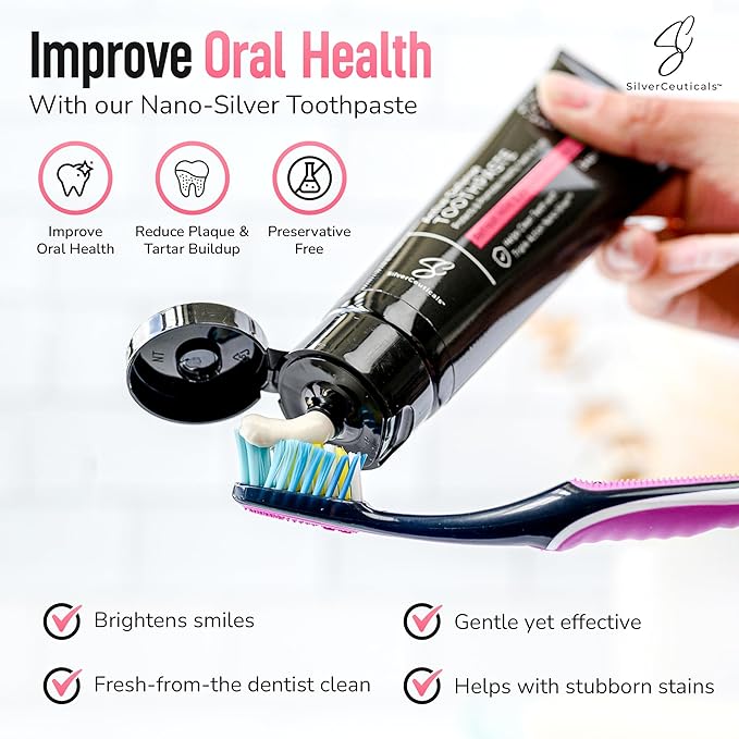 Colloidal Silver Toothpaste w/Coral Calcium & Xylitol - Bubble Berry - Remineralize Tooth Enamel - SLS & Fluoride Free Cavity Protection - Gum Health - Bad Breathe - Gingivitis - Mild Flavor - 3.4oz