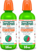 TheraBreath Kids Organic Wacky Watermelon Mouthwash with Fluoride, Anticavity, Dentist Formulated, 16 Fl Oz (Pack of 2)