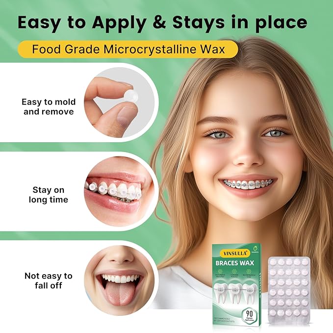 Orthodontic Wax for Braces Wax Individual Hygienic Packaging Dental Wax Dots (90PCS, Strawberry)