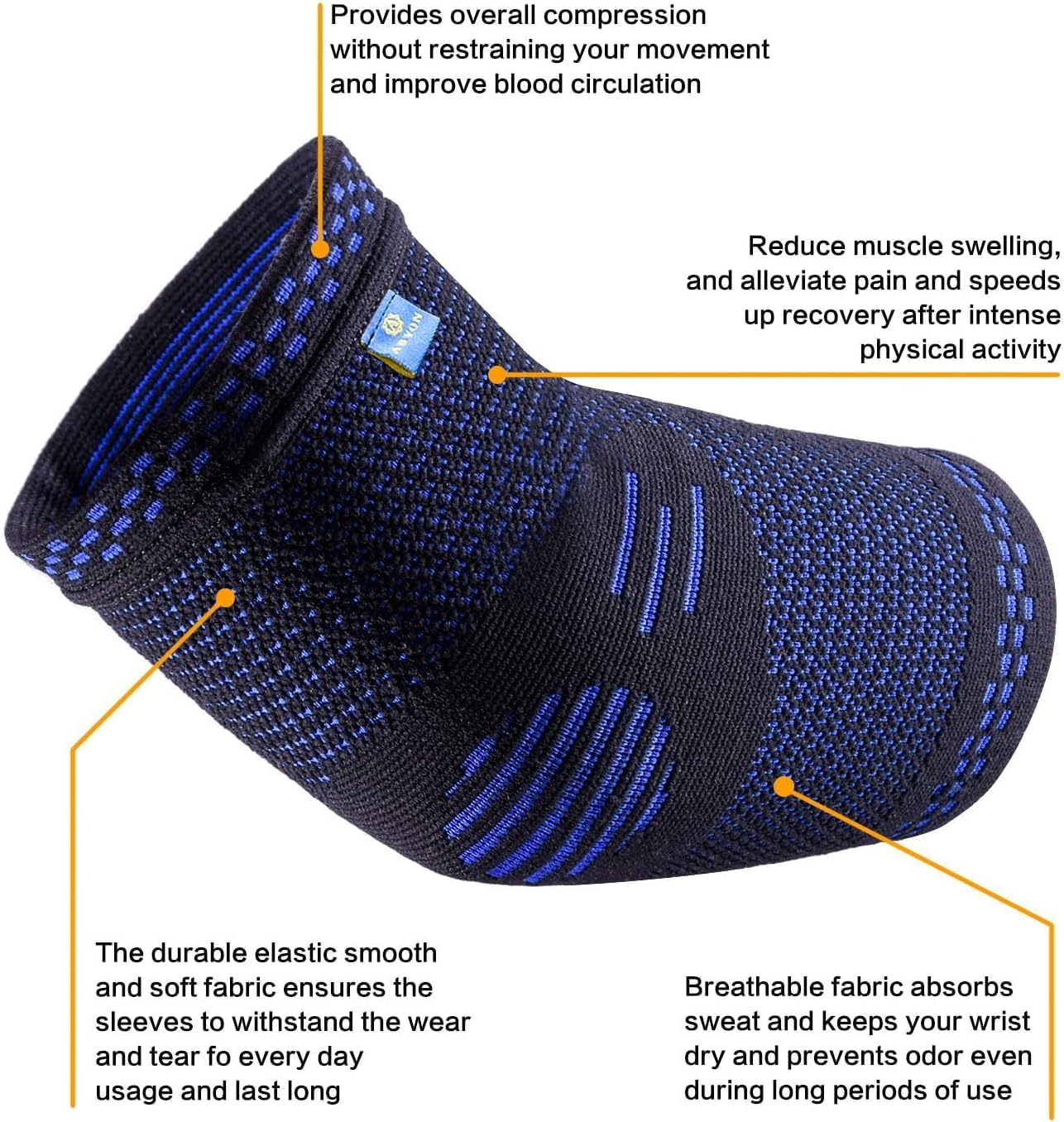 ABYON Compression Elbow Support, 1 Piece Compression Sleeve + 2 Pcs Tennis Elbow Pads for Men Women Pain Relieves Tendonitis, Arthritis, Tennis Elbow, Epicondylitis
