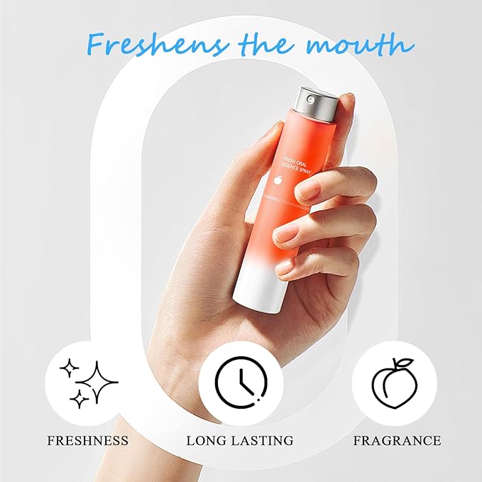 3PCS Breath Fresheners,Peach,Grape,Mint Flavors Fresh Breath Spray for Oral Care,Travel Size Mouth Rinse Fresheners,Refreshing Mini Mouth Sprays for Carrying Around