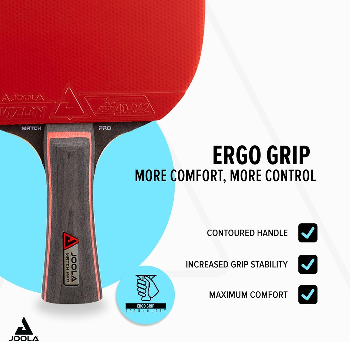 JOOLA Match Pro Performance Ping Pong Paddles - Ergonomic Grip Handle & Pro Friction Technology - ITTF Approved - Table Tennis Paddles for Advanced Control & Speed - Table Tennis Racket - Red