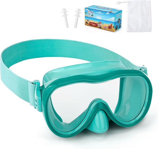 Kids Swim Goggles with Nose Cover, Anti-Leak Swim Mask with Elastic Fabric Strap, UV Protection Swimming Goggles for Kids