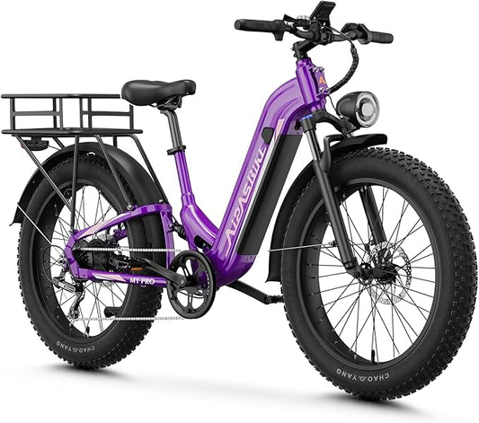 M1 Pro Electric Bike, 1800W Peak Motor Electric Bike for Adults, 48V 17.5Ah, 26'' x 4.0'' Fat Tire Electric Mountain Bike, Ebike with 85 Miles, 36MPH, 7 Speed 110Nm and Dual Suspension