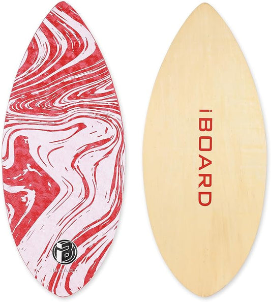 36” Skipper Skimboard with High Gloss Coat Wooden Skim Boards for Beginners, Teenagers and Adults Beach Skimboard 3 Color Traction Pad to Choose