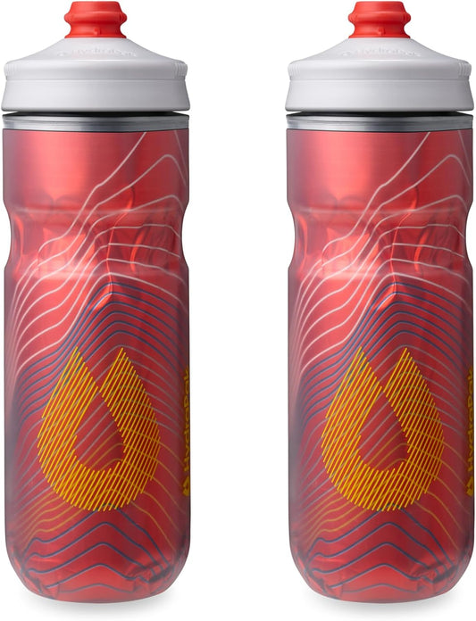 HydraPak Polar Surge Insulated Bike Water Bottle 2-Pack (20oz or 24oz) - High Flow, Fits Most Bike Cages, For Cycling & Sports