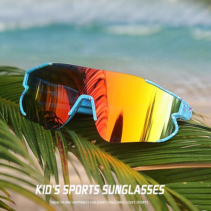 Kids Baseball Sunglasses for Boys Girls Youth Softball Cycling Sports Sunglasses UV400 Protection Age 5-12