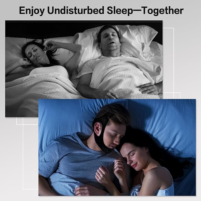 2 Pack Anti Snore Chin Strap for Sleeping, Mouth Jaw Tape Snoring Stopper Sleep Devices CPAP Users Breathing Head Mouthpiece Solution Keep Closed Advancement Reducing Aids Machine Men Women