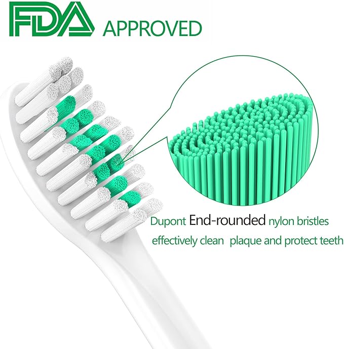 Replacement Toothbrush Heads Compatible with Philips Sonicare E-Series, Essence, Advance, CleanCare, Elite and Xtreme Screw-on Electric Phillips Brush Handles, 6 Pack