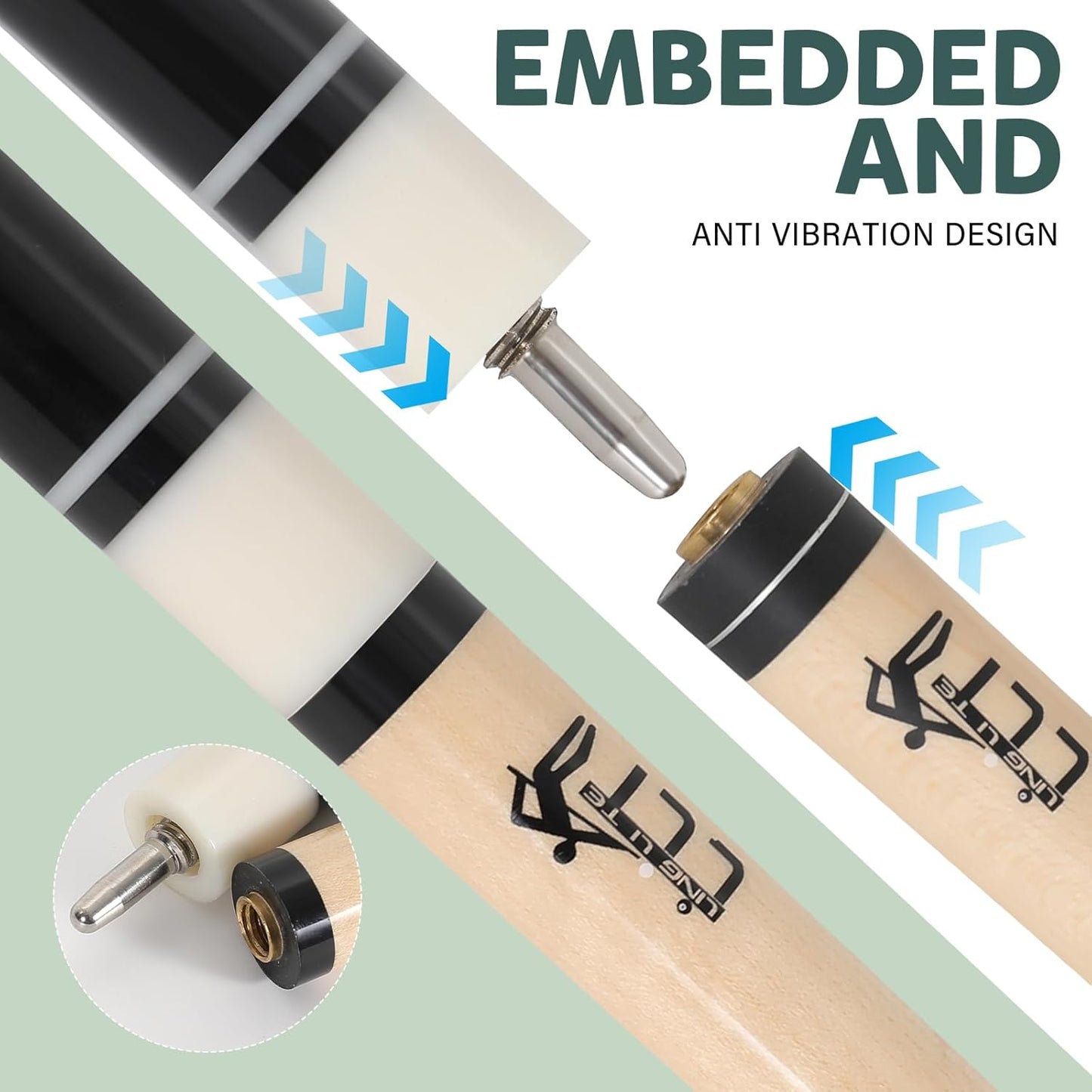 58-Inch Maple Pool Cue Stick, 18oz-21oz – 2-Piece Lightweight Billiard Cue with Leather Case for Home, Bar, and Competitive Use