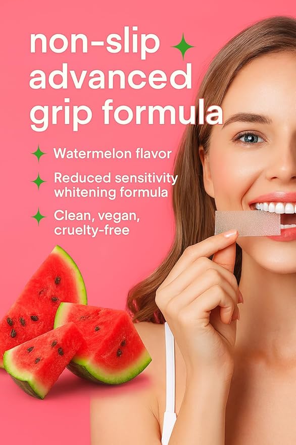 Pap Teeth Whitening Strips – Peach and Watermelon Flavor | Enamel-Safe, Sensitivity-Free Whitening, Gentle Daily Use, 28 Strips (14 Treatments) (Watermelon)