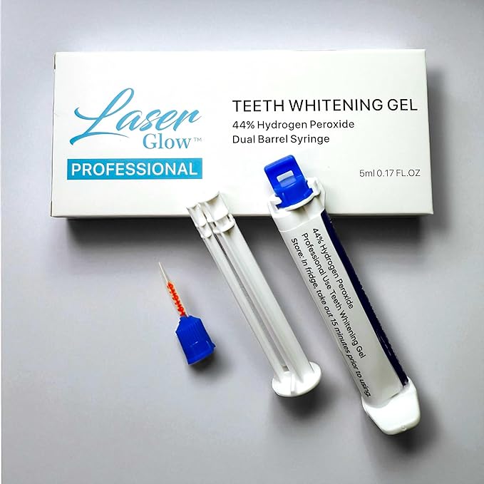 LaserGlow Professional Teeth Whitening Gel 44% Hydrogen Peroxide – Dual Barrel Syringe for Fast, Effective, and Whitening Results | Hydrogen Peroxide Gel, Teeth Whitener, Tooth Whitening Gel
