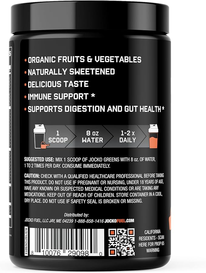 Jocko Fuel Daily Greens Powder - Premium Organic Greens Superfood Powder for Gut Health, Digestion, Bloating, Immune Support with Spirulina, Chlorella, Digestive Enzymes, & Probiotics - 30 Servings