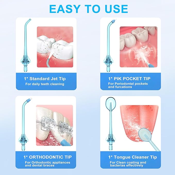 Water Flosser Tip Replacement Heads Oral Irrigator Refill Heads Jet Tips,Only Compatible COSLUS C20 (F5020E), E40 (WFP14), C31 (F5023), C50, and C51 Water Flosser(Blue)