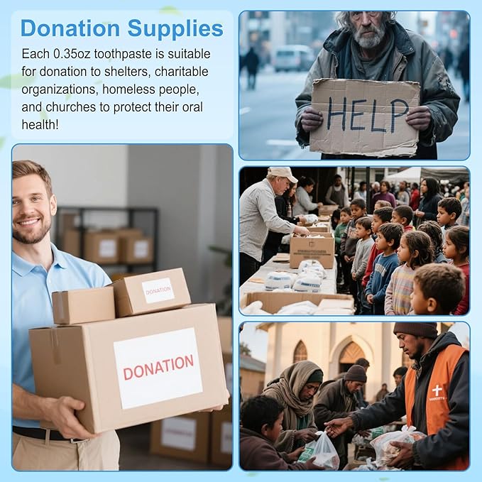 100 Tubes Bulk Travel Size Mini Toothpaste, 0.35 oz Disposable Mint Flavor Pocket Teeth Paste Small Essential Toothpaste for Travel, Home/Hotel/Guests/Charity/Homeless/Camping Oral Care (Single Use)