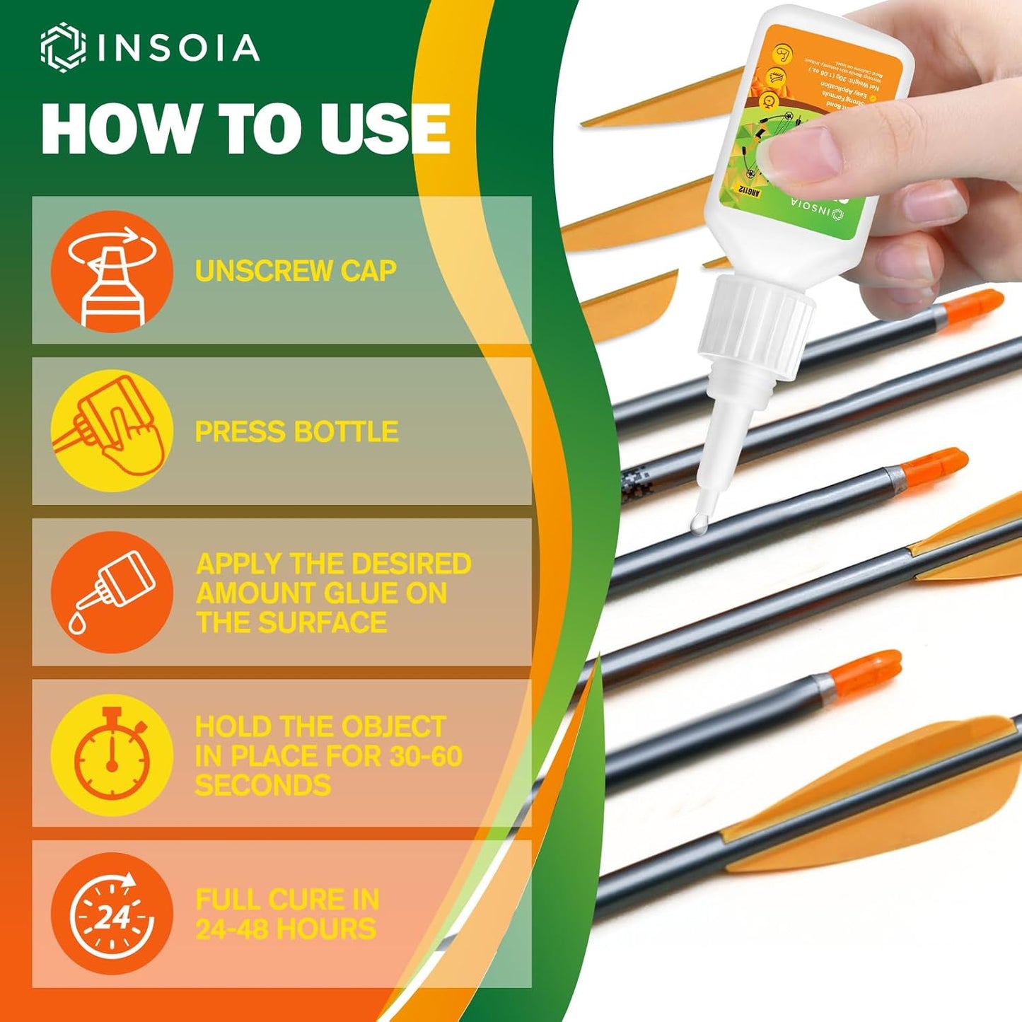 Arrow Fletching Glue, 20g Clear Fast-Dry Insert Adhesive for Arrow Vanes, Feathers & Fletching – Super Bond Arrow Glue for Carbon, Aluminum & Wood Shafts, Waterproof & Precision Tip