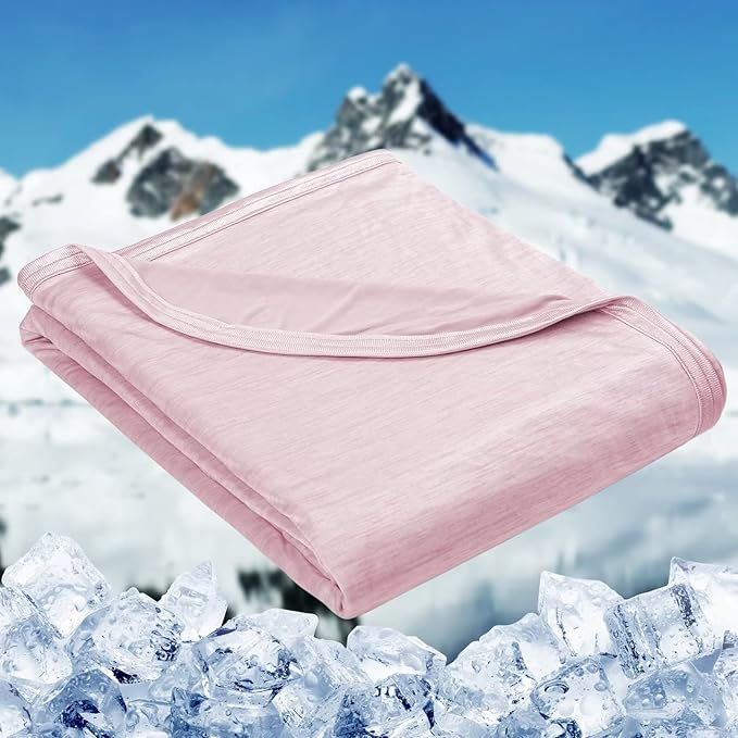HOMFINE Cooling Blankets for Hot Sleepers - Summer Blanket Thin Lightweight Breathable Soft Double Side Enhanced Cooling for Bed Couch Sofa, Keep Cool for Night Sweats (Pink, 50 x 70 inches)