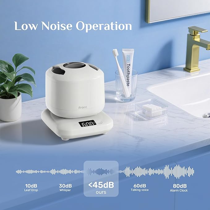 Retainer Cleaner Machine, Jewelry Cleaner Ultrasonic machine for Mouth Guards, Jewelry, Rings, Invisalign Cleaner, Detachable Design with Digital Timer & 4 Cleaning Modes, 2025