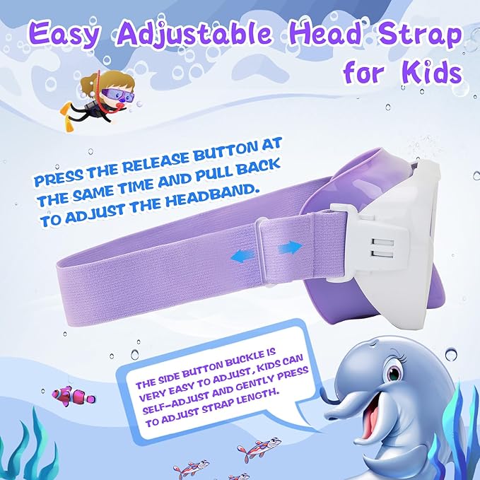 Kids Swim Goggles with Nose Cover, Anti-Leak Swim Mask with Elastic Fabric Strap, UV Protection Swimming Goggles for Kids