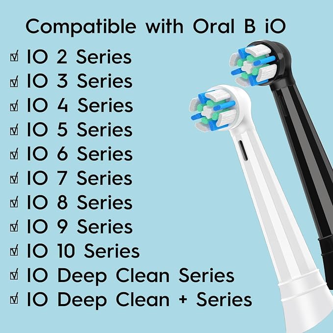 10 PCS Replacement Heads Compatible with Oral B IO 2/3/4/5/6/7/8/9/10/Deep Clean Series Electric Toothbrush, Medium Softness Brush Heads Compatible with Oral B IO for Teeth and Gums Care (Black)