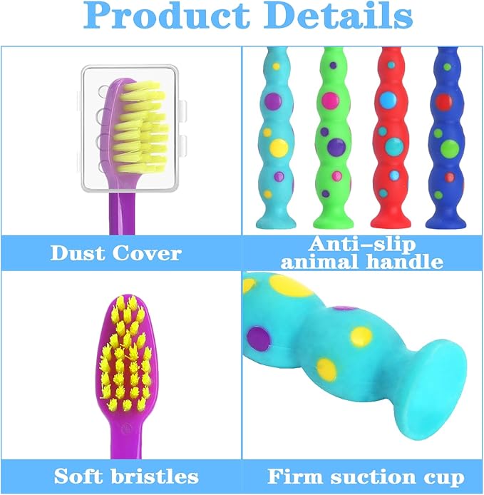 200 Pack Kids Toothbrush Soft bristles Toddler Lovely Toothbrush with Suction Cup Bulk, Includes Travel Covers, Individually Wrapped Toothbrushes for Kid Home School Daycare Camp (Candy)