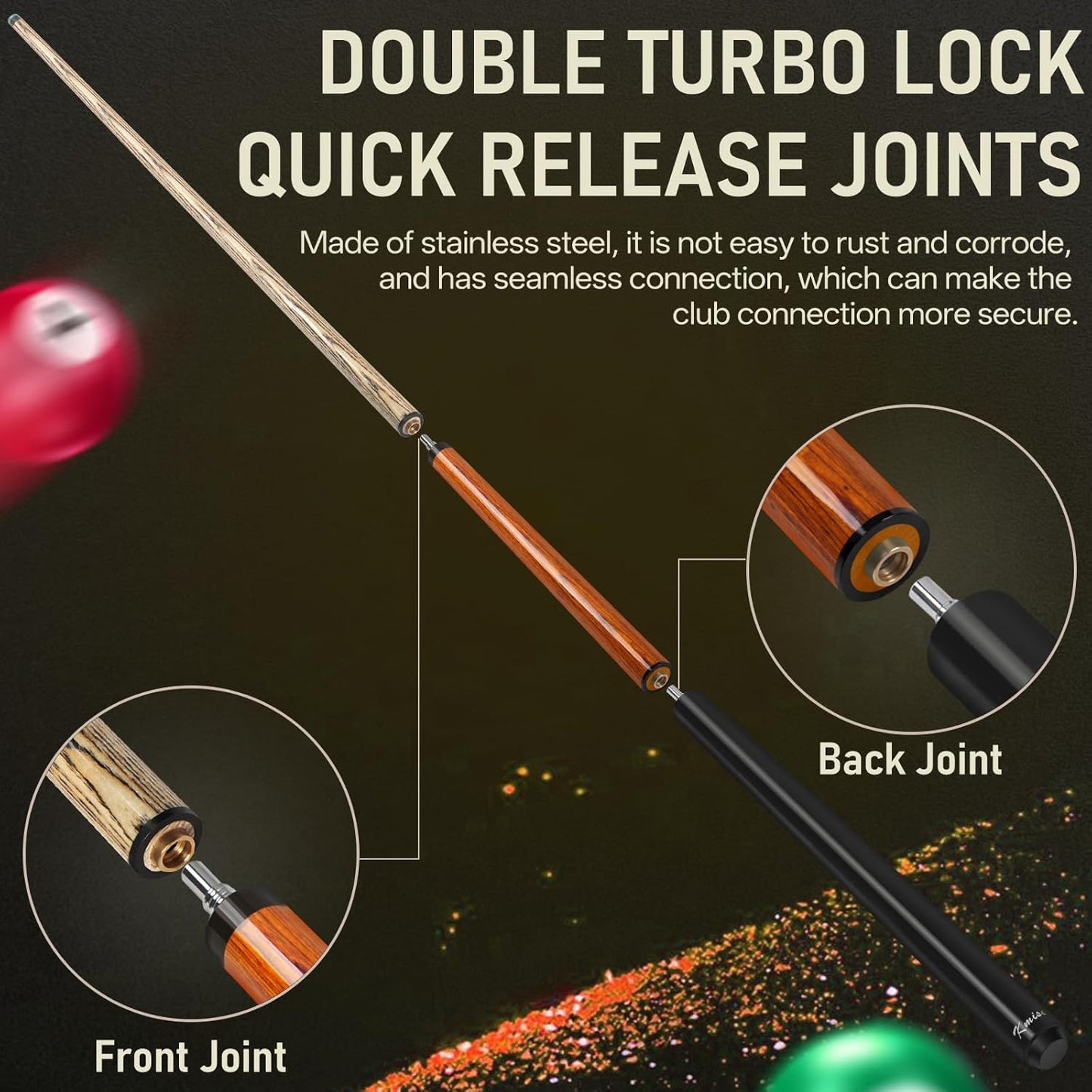 Kmise Break Jump Cue Stick - 21oz 23oz 25oz 28oz Pool Stick for Explosive Breaks and Effortless Jumps, Heavy Hitter Jump&Break Pool Cue with 14mm Pro Breaking Tip, Includes Pool Chalk and Glove