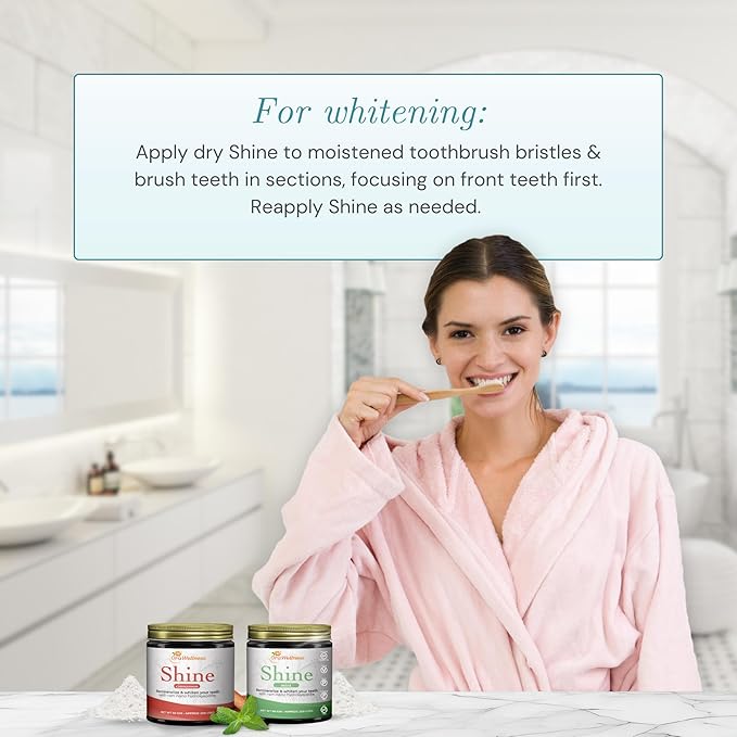 OraWellness Shine Remineralizing Tooth Powder with Hydroxyapatite, Made in The USA, Fluoride Free Tooth Repair, Natural Teeth Whitening Powder, Teeth Polish & Stain Remover, Mint
