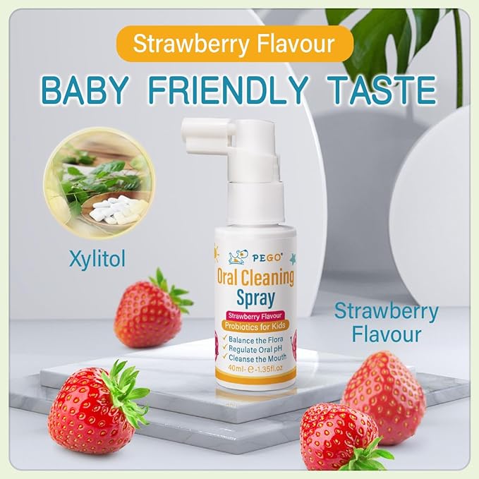 Kids Oral Spray, Toddler Toothpaste Helper for Fresh Breath，Kid's Mouth Spray with Fluoride Free for Newborn to 12 Years (2Pack, Strawberry)
