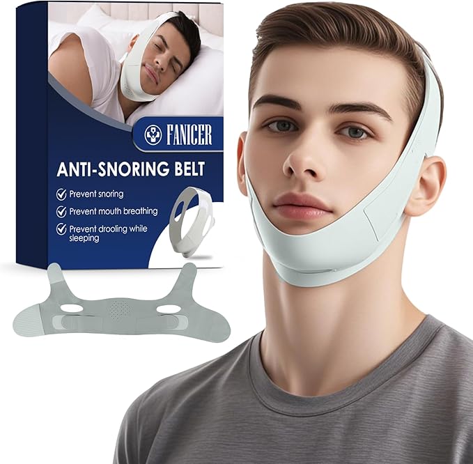 Chin Strap for Sleeping, Anti Snoring Chin Strap for Users, Chin Strap for Snoring Solution, Adjustable and Breathable Anti Snoring Chin Strap, Snoring Support for Men and Women