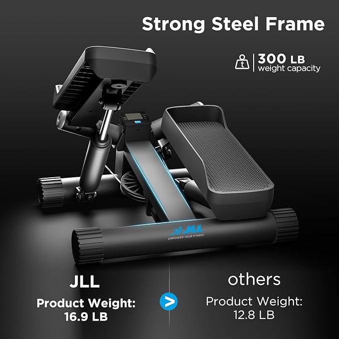 JLL Smart Twist Stepper Machine with Resistance Bands, Space-Saving Portable Mini Stair Stepper for Home, Full Body, Golden Exercise Angle, Dual Hydraulic Quiet Resistance, Adjustable Height,Bluetooth