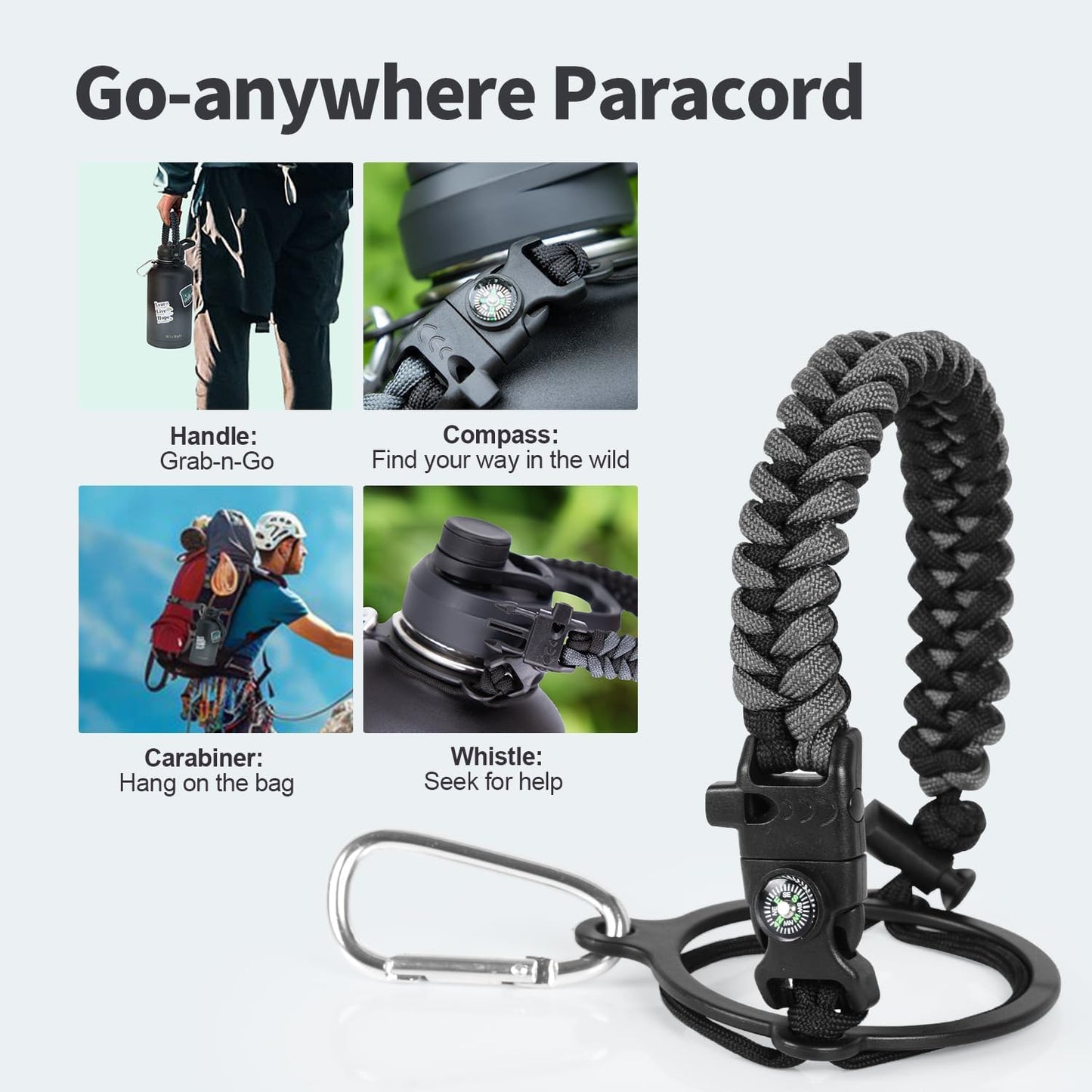 64 oz Insulated Water Bottle with Straw (Cold for 48 Hrs), Half Gallon Stainless Steel Triple Wall Vacuum Sports Water Jug, Leakproof Hydro Cup Flask with Straw Spout Lids & DIY Stickers