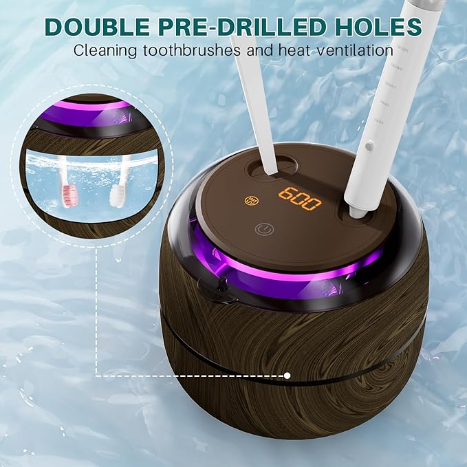 Voraiya Dental Ultrasonic Retainer Cleaner Machine, 45kHz Denture Cleaning Pod with 4 Modes Digital Timer for Aligner, Mouth Night Guard, Braces, Toothbrush, Jewelry, Ring