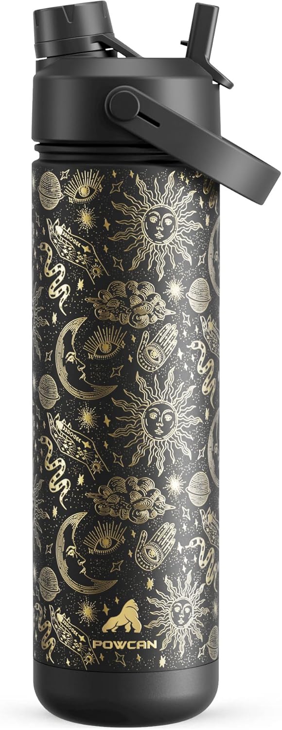 26 oz Insulated Water Bottle with 2-in-1 Straw and Spout Lid, Keep Cold 24H, Leak-Proof, Fits in Car Cup Holder, Stainless Steel Water Bottle for Sports, Travel, and School (Twilight Cosmos)