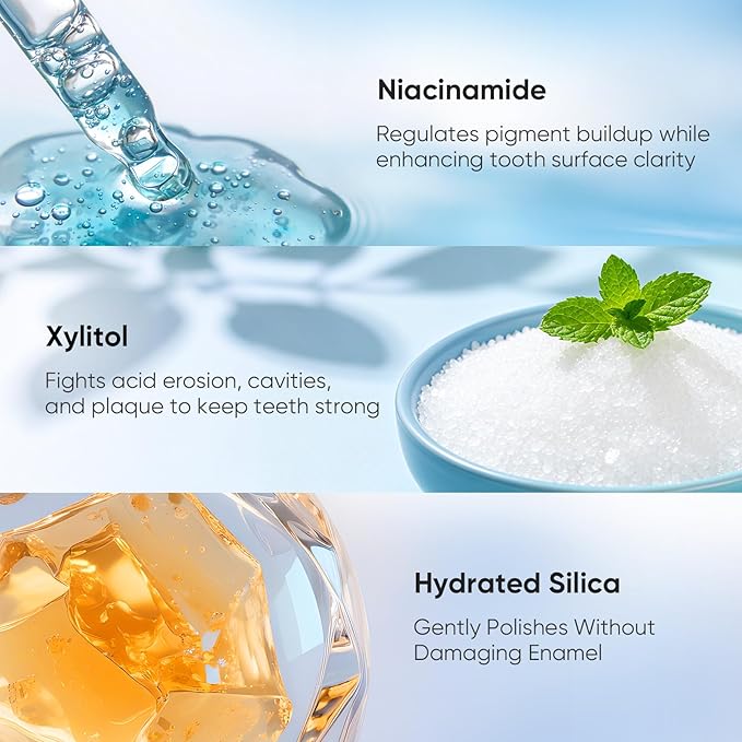 BodyAccel Niacinamide Whitening Toothpaste, Niacinamide Intensive Whitening Toothpaste with Natural Gentle Care Deep Stain Removal Clean Peach Flavor, Improves Gum Health, Fresh Breath (1)