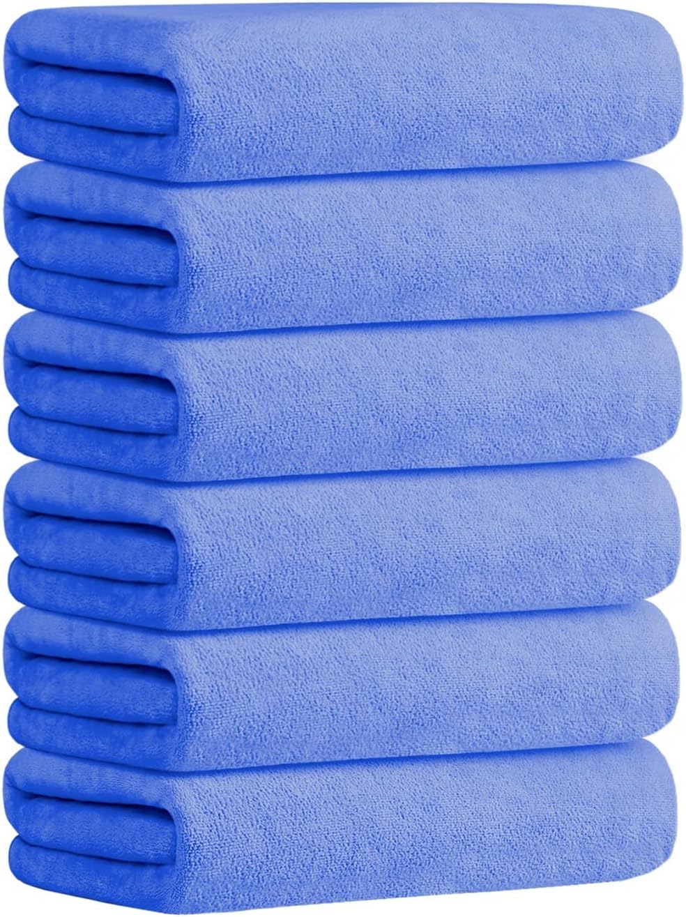 JML Bath Towels, Microfiber Bath Towel Set 6 Pack 30" x 60", Soft Absorbent Microfiber Towels for Body, No Fading Microfiber Bath Towels for Adult, Blue