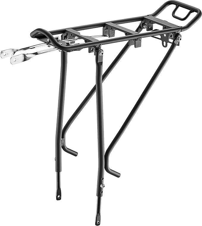 Ibera Bike Rack - Bicycle Touring Carrier Plus+ for Disc Brake/Non-Disc Brake Mount, Fat Tire Bikes, Frame-Mounted for Heavier Top & Side Loads, Height Adjustable for 26"-29" Frames