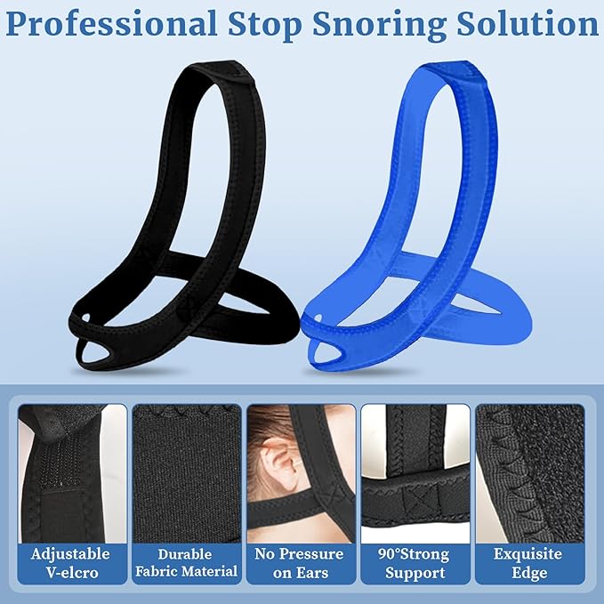 Snoring Chin Strap for Users, 2 Pack Adjustable Jaw Support Chin Strap to Keep Mouth Closed, Soft Snoring for Men Women, Lightweight Reusable, Snoring Dry Mouth, Comfort Fit Nighttime Sleeping Aid