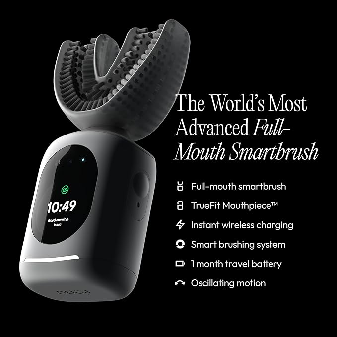 Feno Smartbrush Founders Edition Plus – AI-Powered Electric Toothbrush with Personalized Mouthpiece, Foam Toothpaste (3 Tubes), Tongue Scraper & 12-Month Plus Subscription