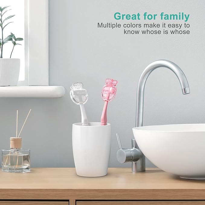 Mspan Tongue Scraper Cleaner Brush: Tongue Care Cleaning Scrubber with Plastic Travel Case Cover for Adults kids - Clean Oral Bad Breath Pink White 2 Pack