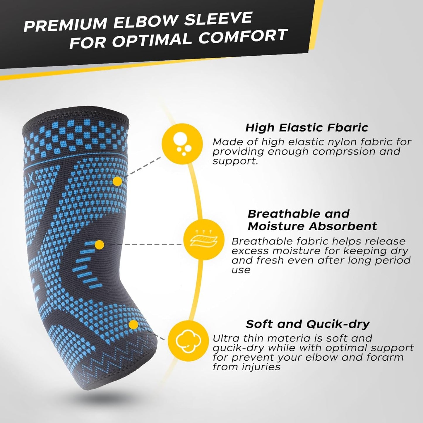 INDEEMAX Copper Elbow Compression Sleeve 1 Pair, Tennis Elbow Brace for Men Women, Elbow Support Wraps for Arthritis, Tendonitis, Bursitis, Sprains, Joint Pain Relief, Weightlifting (Blue-Black, Small)