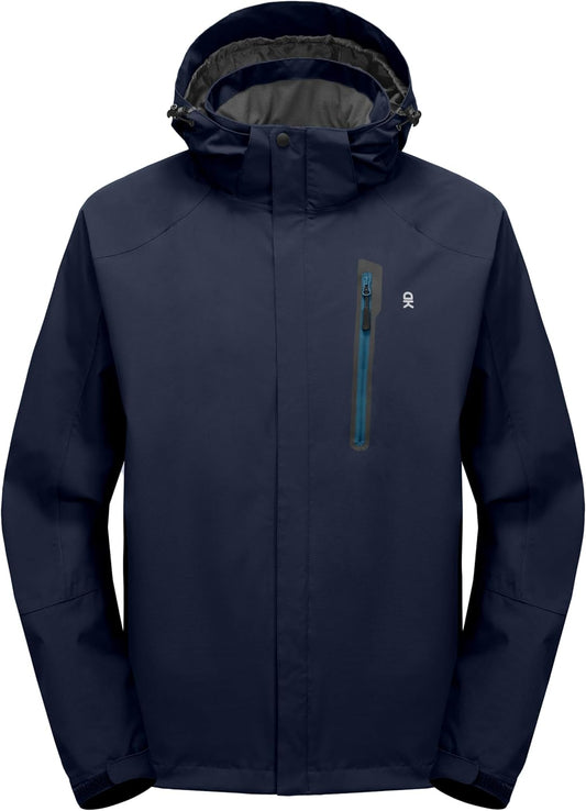 Little Donkey Andy Men's Waterproof Rain Jacket Outdoor Lightweight Hooded Raincoat for Hiking Golf Travel Fishing