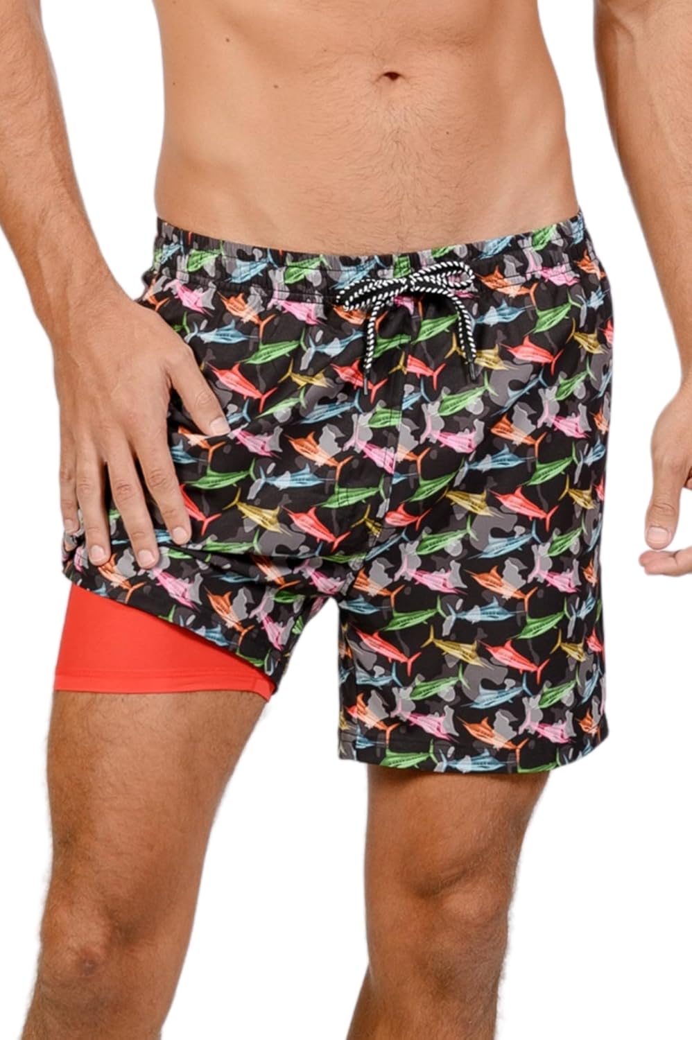 INGEAR Men's Athletic Stretch Workout Shorts Gym Quick Dry Running Trunks Boxer Lining