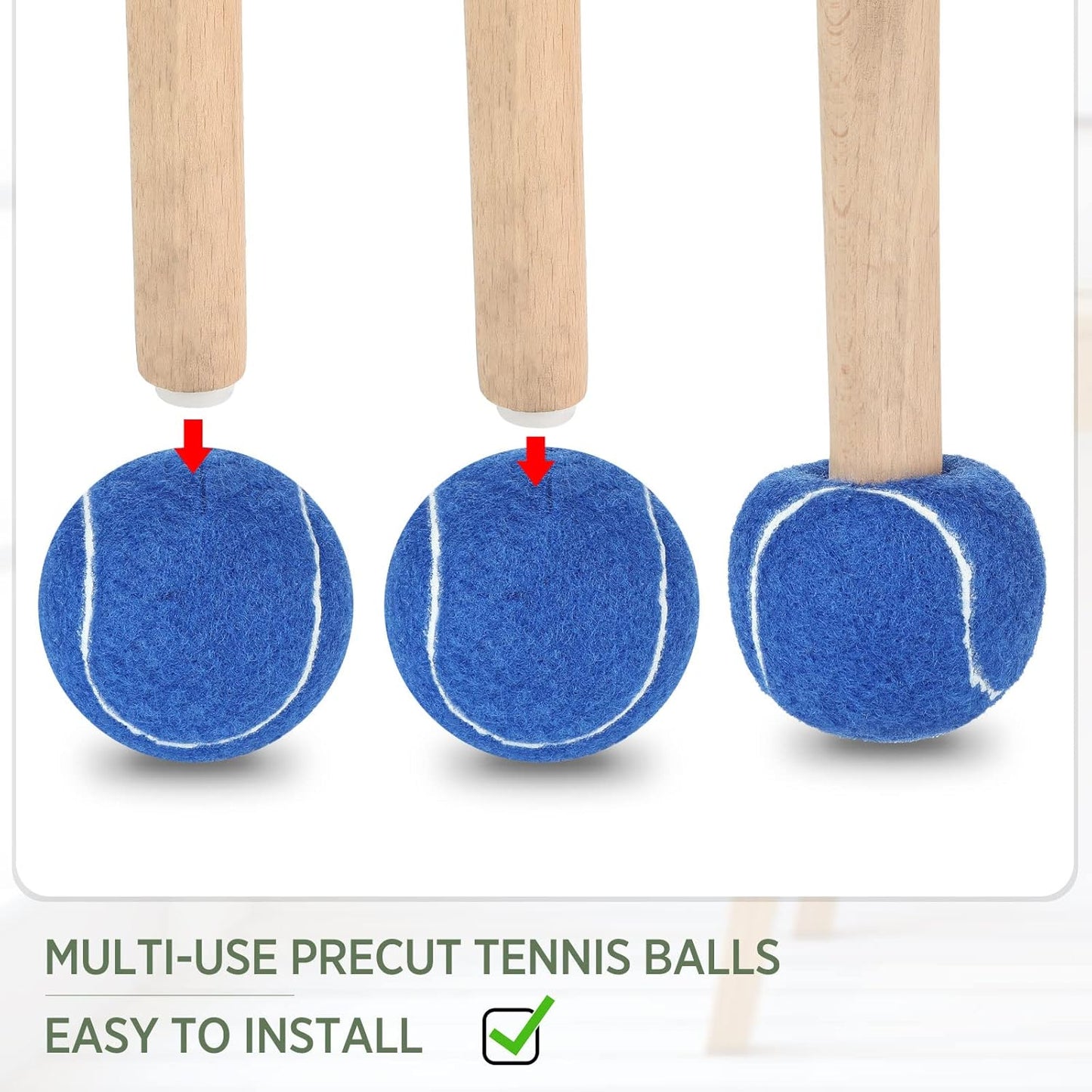 Macarrie 16 Pieces Precut Tennis Balls for Chairs Tennis Ball Chairs Foot Covers for Furniture Leg for Classroom Floor Protection Chair Desk Legs Coverings(Dark Blue,6.4 cm)