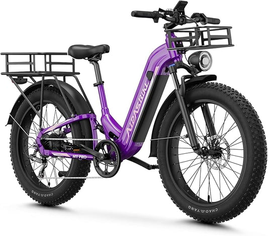 M1 Pro Electric Bike, 1800W Peak Motor Electric Bike for Adults, 48V 17.5Ah, 26'' x 4.0'' Fat Tire Electric Mountain Bike, Ebike with 85 Miles, 36MPH, 7 Speed 110Nm and Dual Suspension