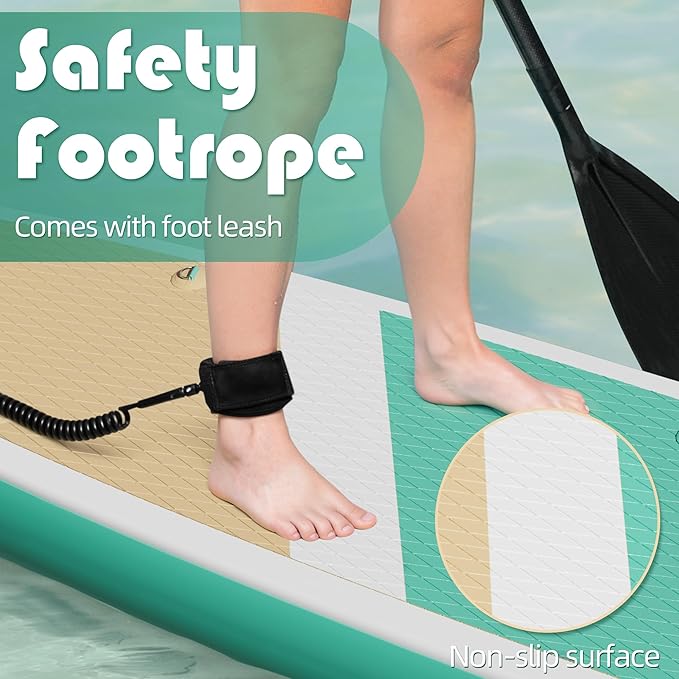 Inflatable Stand Up Paddle Board with SUP Accessories & Backpack. Paddle Boards for Adults. Non-Slip Deck, Wide Stance, Bottom Fin, Double Action Pump.