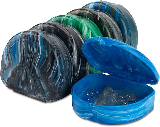 Practicon Glacier Marble Retainer Cases, Clear Aligner Case, Dental Orthodontic Retainer Boxes, Mouth Guard Holder, 6 Pack