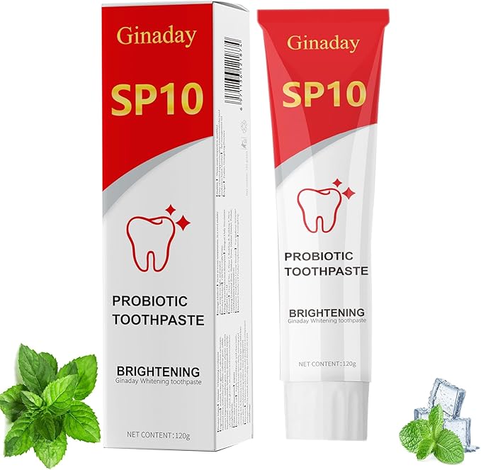 SP10 Probiotic Whitening Toothpaste, Deep Cleaning Care Remove Yellow Tooth Stains, with Probiotic Oral Health Management, Fresh Breath.