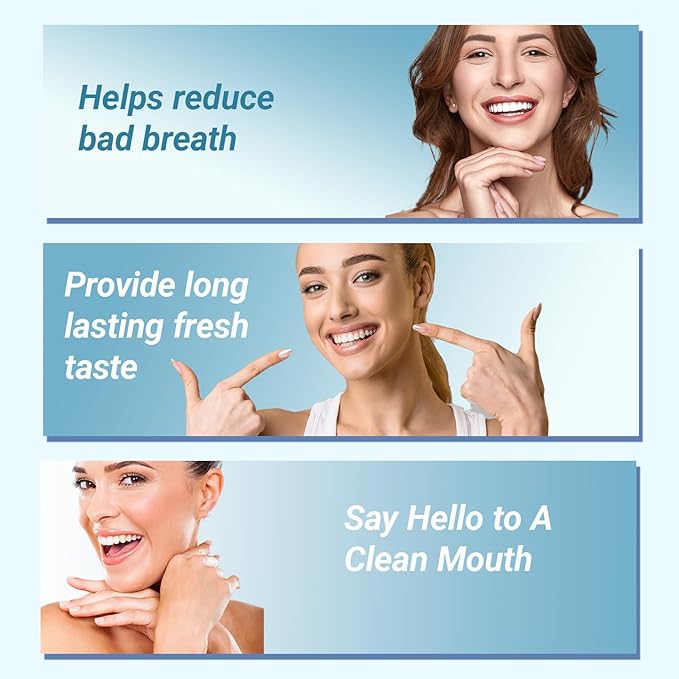 Effective Tongue Scraper and Oral Mucosal Cleaner Kit for Adults - Ergonomic Tongue Cleaner Promotes Fresher Breath, Mild Solution Oral Mucosal Cleaner package, Personal Care Essential (Blue)